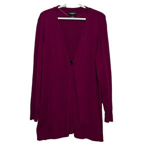 Liz Claiborne Women's Plum Cardigan Sweater One Button No‎ Pockets Size 1X
